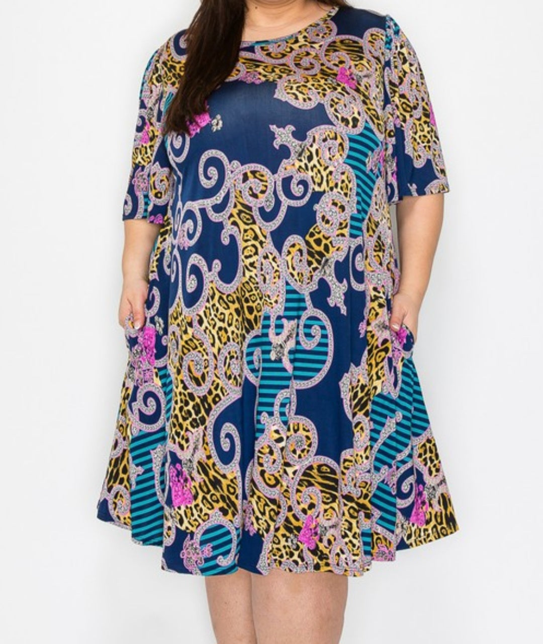 Royal Wild Print Pocket Dress